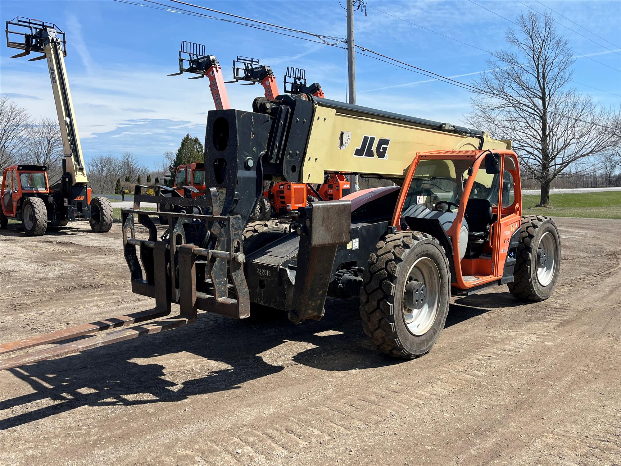 Reach forklift (telehandler) for heavy material handling.